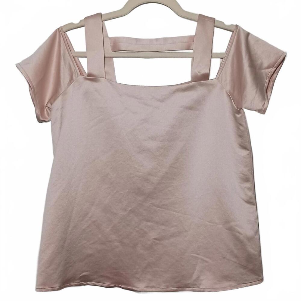 NEW Collective Concepts Blush Pink Cold Shoulder Square Neck‎ Blouse Size S